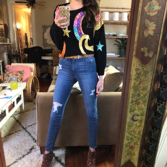 Vintage Sweaters - Vintage silk and angora sequin sweater